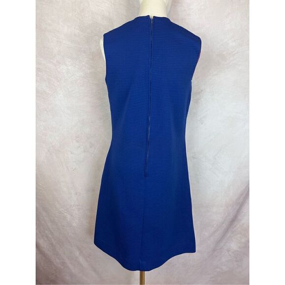 Vintage Shift Mod MCM Blue Ribbed Dress - Picture 5 of 9